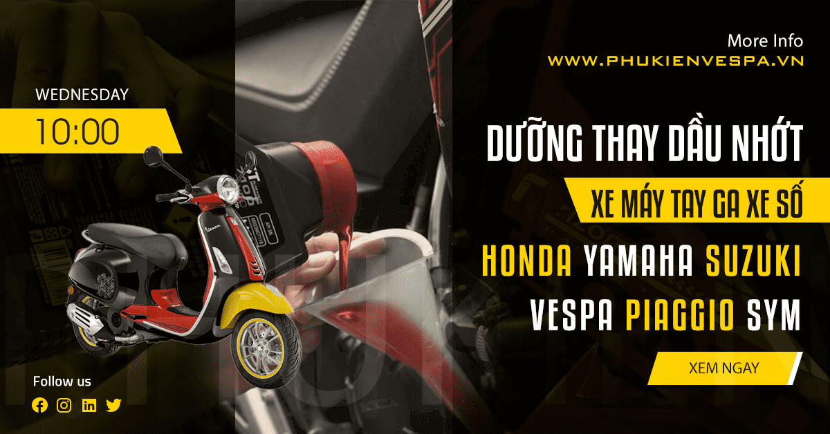 Giá bảo dưỡng thay dầu nhớt xe máy tay ga xe số Honda Yamaha Suzuki Vespa Piaggio SYM giá rẻ tốt hcm